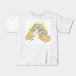 Blonde Watercolor Painting Kids T-Shirt